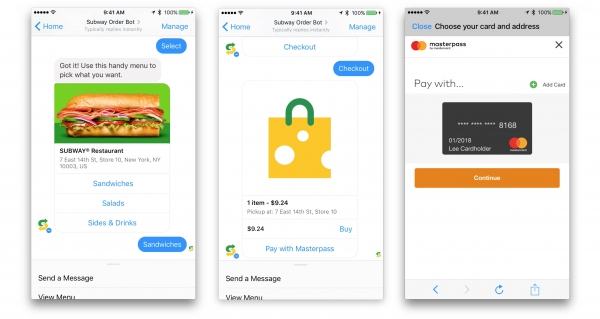 마스터카드는 올해 초에 열린  페이스북의 연례 개발자 컨퍼런스 F8에서 페이스북 메신저에 마스터카드의 디지털 결제 플랫폼인 마스터패스와 인공지능을 활용한 대화용 챗봇을 결합한 서비스를 공개했다. [사진=마스터카드]