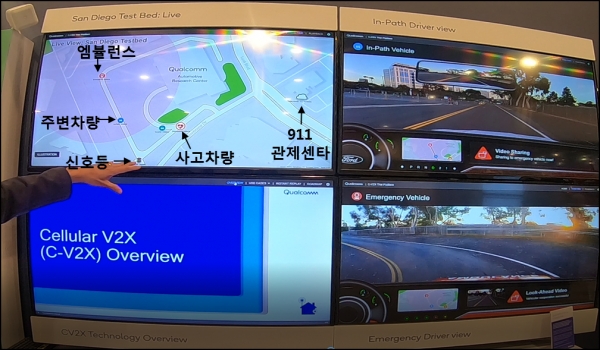 퀄컴은 CES2018에서 C-V2X기술을 실제 도로테스트한 영상을 공개했다. [사진=카이스트]
