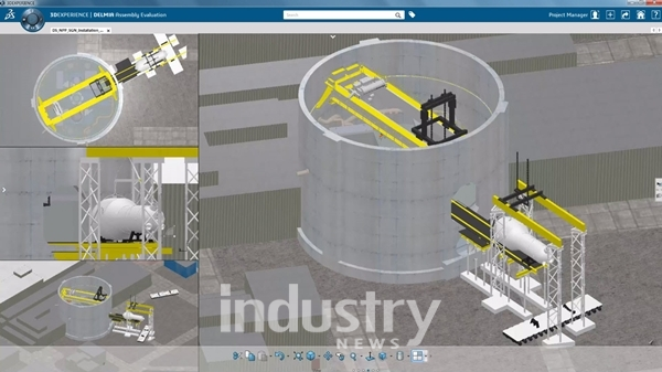 원전 건설 및 운영에 다쏘시스템 3D익스피리언스 플랫폼을 활용하는 화면 [사진=다쏘시스템]