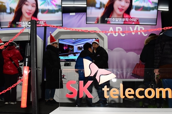 SK텔레콤이 스포테인먼트를 통해 다양한 5G 및 ICT 기술을 선보이고 있다. [사진=KBL]