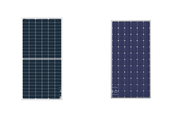 알피오가 공급 중인 론지솔라의 LR6-72HBD(360-380Wp)(좌), LR6-72HBD(360-380Wp)(우) 모듈 [사진=알피오]