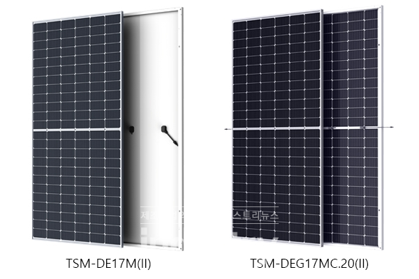 트리나솔라는 2020년 상반기에는 국내 시장에 일반 단면형 TSM-DE15M(II)-400~410W와 양면형 TSM-DEG15MC.20(II)-400~405W 모듈 공급에 주력할 계획이다. [사진=트리나솔라]