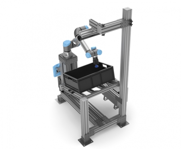 UR + 애플리케이션 키트, '액티나브'로 자동 빈-피킹하는 모습 [사진=유니버설로봇]