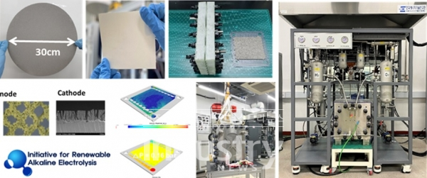 김창희 박사 연구진은 간헐성과 변동성이 큰 재생에너지가 공급되더라도 내구성과 효율이 높은 전극과 분리막을 자체 개발, 이 스택기술을 통해 수전해 시스템을 모듈화하는데 성공했다. [사진=한국에너지기술연구원]