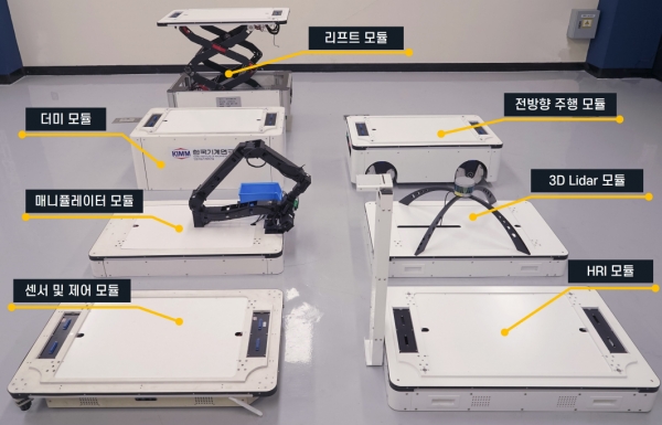 기계연이 개발한 AI 자율작업 로봇의 결합 가능한 모듈 종류 [사진=기계연]