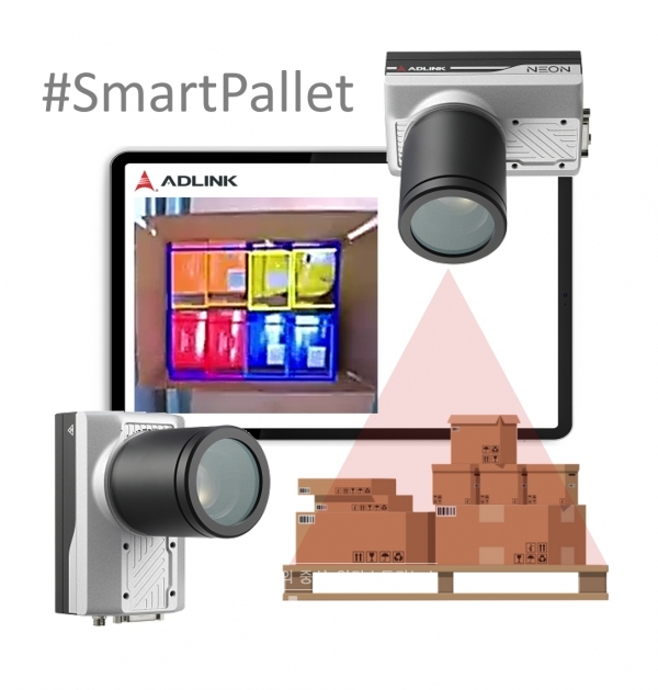 스마트 파렛트는 수신, 빈 피킹, 포장, 배송, 근로자 안전 등 창고 물류 수작업에 인텔리전스와 자동화를 도모한다. [사진=에이디링크]