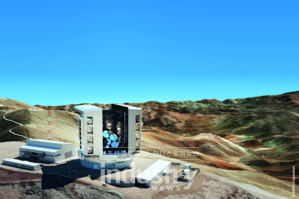거울 7개와 총 지름 25m의 Giant Magellan 망원경은 2029년 칠레의 라스 캄파나스 천문대에서 차세대 지상 망원경의 대명사로 떠오르고 있다. [사진=GMTO Corporation, Chile/USA]