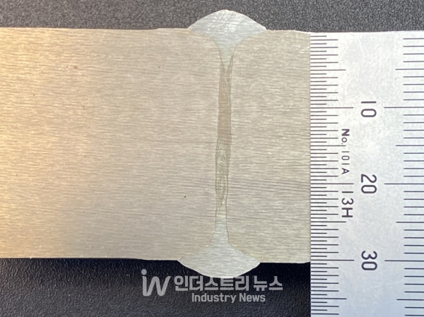 두께 30mm 하이브리드 레이저-아크 용접부 단면 [사진=기계연]