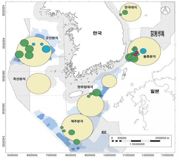 국내 CCS 유망 저장소 해역 위치 [자료=산업통상자원부]