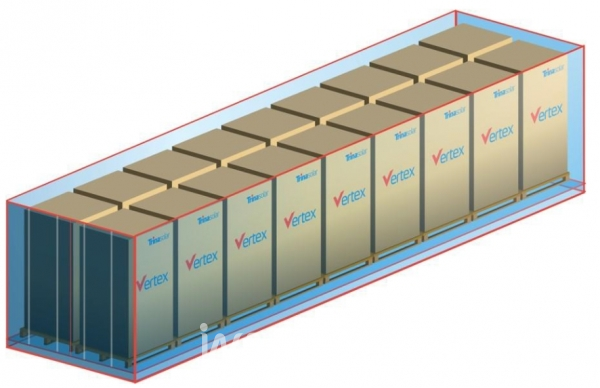 트리나솔라는 수직 포장 방법이 국제안전수송협회(ISTA, International Safe Transport Association) 3E 국제 포장 테스트를 통과했다고 밝혔다. [사진=트리나솔라]