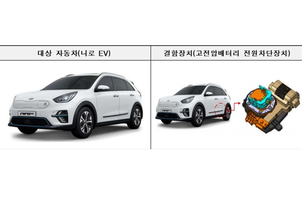 사진은 리콜 대상 자동차인 기아의 니로EV. 해당 자동차는 고전압배터리 전원차단장치에서 결함이 발견됐다. [사진=국토교통부]
