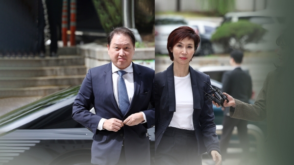 이혼 소송 중인 (사진 왼쪽부터) 최태원 SK그룹 회장과 노소영 아트센터 나비 관장. [사진=연합뉴스]