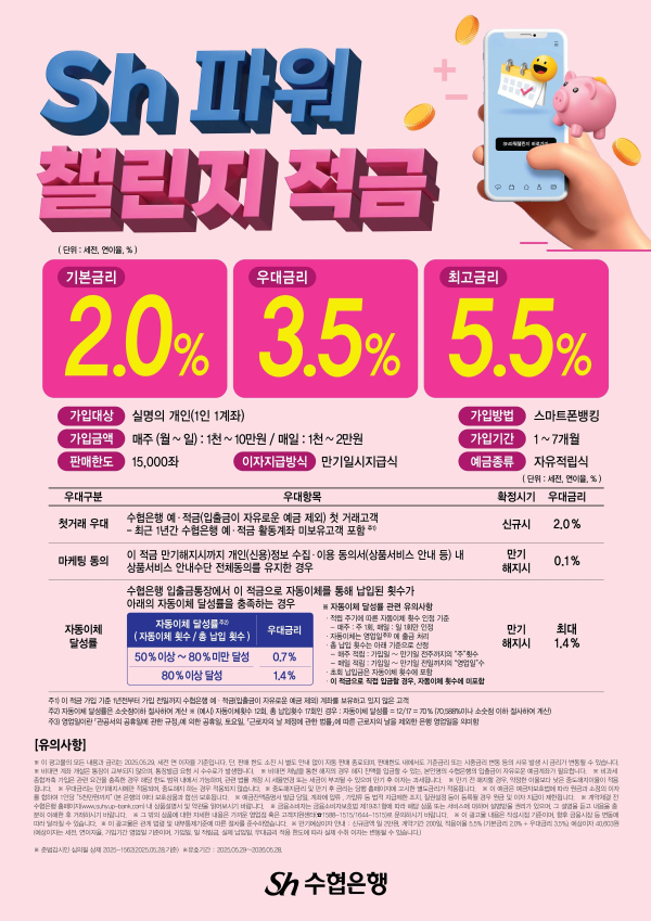 SH파워챌린지적금 출시 관련 이미지/ 사진 = SH수협은행