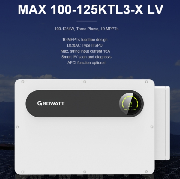 고전력 및 양면 모듈용 스트링 인버터 MAX 100-125KTL3-X LV [사진=그로와트]