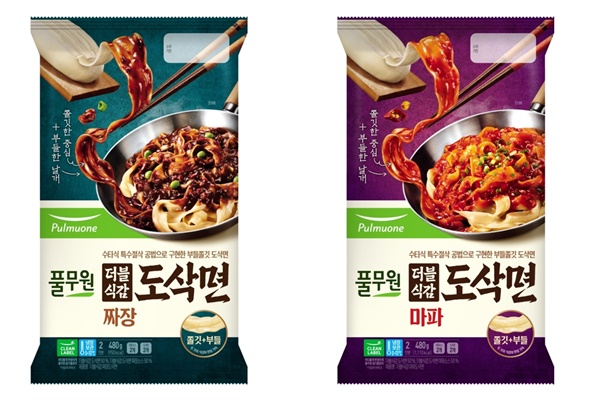 풀무원식품의 '더불식감 도삭면' 2종 제품 이미지. [자료=풀무원]