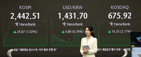 11일 오후 서울 중구 하나은행 딜링룸 현황판에 원달러 환율 등이 표시돼 있다 / 사진=연합뉴스 