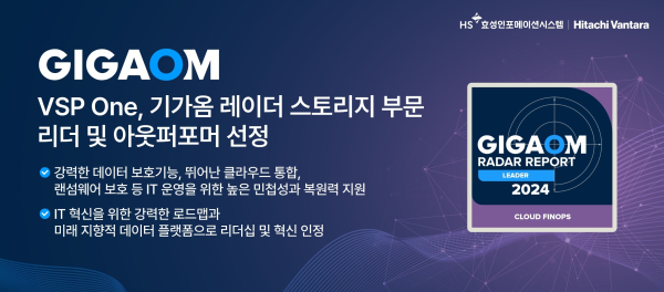 @ VSP One, 기가옴 레이더 스토리지 부문 리더 및 아웃퍼포머 선정. /사진=HS효성