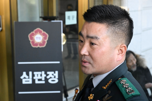 윤석열 대통령 탄핵 심판 6차 변론기일이 열린 6일 서울 종로구 헌법재판소에서 김현태 육군 특수전사령부 707특수임무단장이 증인 출석을 위해 심판정으로 향하고 있다. /사진=공동취재단