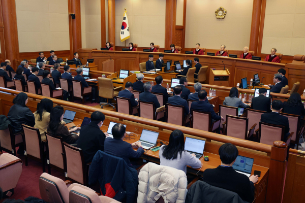 2월 18일 서울 종로구 헌법재판소에서 윤석열 대통령의 탄핵 심판 9차 변론이 열리고 있다. /사진=공동취재단