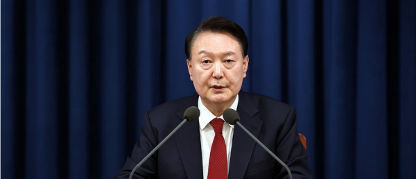 윤석열 대통령이 지난해 12월 3일 밤 서울 용산 대통령실 청사에서 긴급 대국민 특별 담화를 하고 있다. /사진=대통령실 제공
