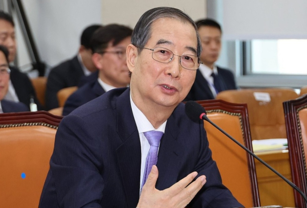 한덕수 국무총리가 지난 2월 25일 서울 여의도 국회에서 열린 '윤석열 정부의 비상계엄 선포를 통한 내란 혐의 진상규명 국정조사 특별위원회' 5차 청문회에서 위원 질문에 답하고 있다. /사진=연합뉴스