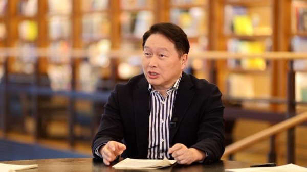 @ 최태원 대한상의 회장이 ‘메가 샌드박스’ 좌담회에 출연해 말하고 있다. /사진=대한상의