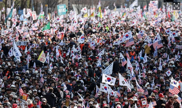 지난 3월 15일 서울 세종대로에서 대한민국바로세우기운동본부 주최 윤석열 대통령 탄핵 반대 집회가 열리고 있다. /사진=연합뉴스