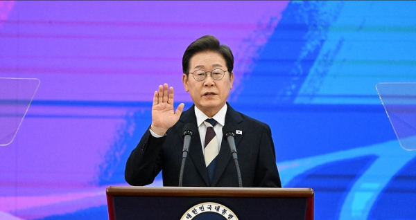 이재명 대통령이 6월 4일 서울 여의도 국회에서 열린 제21대 대통령 취임선서식에서 취임 선서를 하고 있다. /사진=국회사진기자단